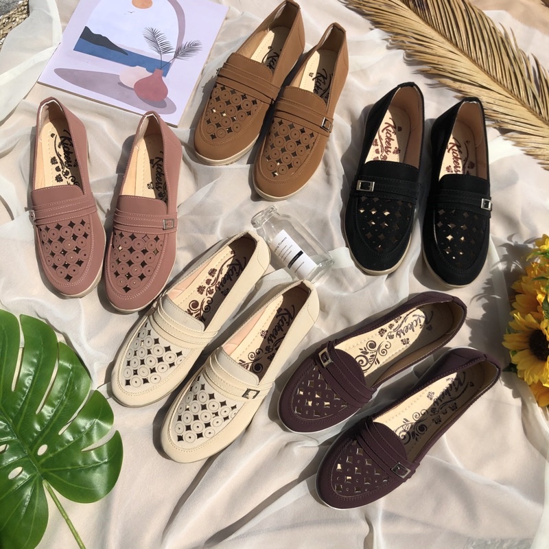 Sepatu wanita slip on motif laser cewek model terbaru kampus terbaru fashion  BELT 1