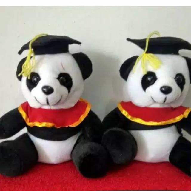 Boneka panda wisuda