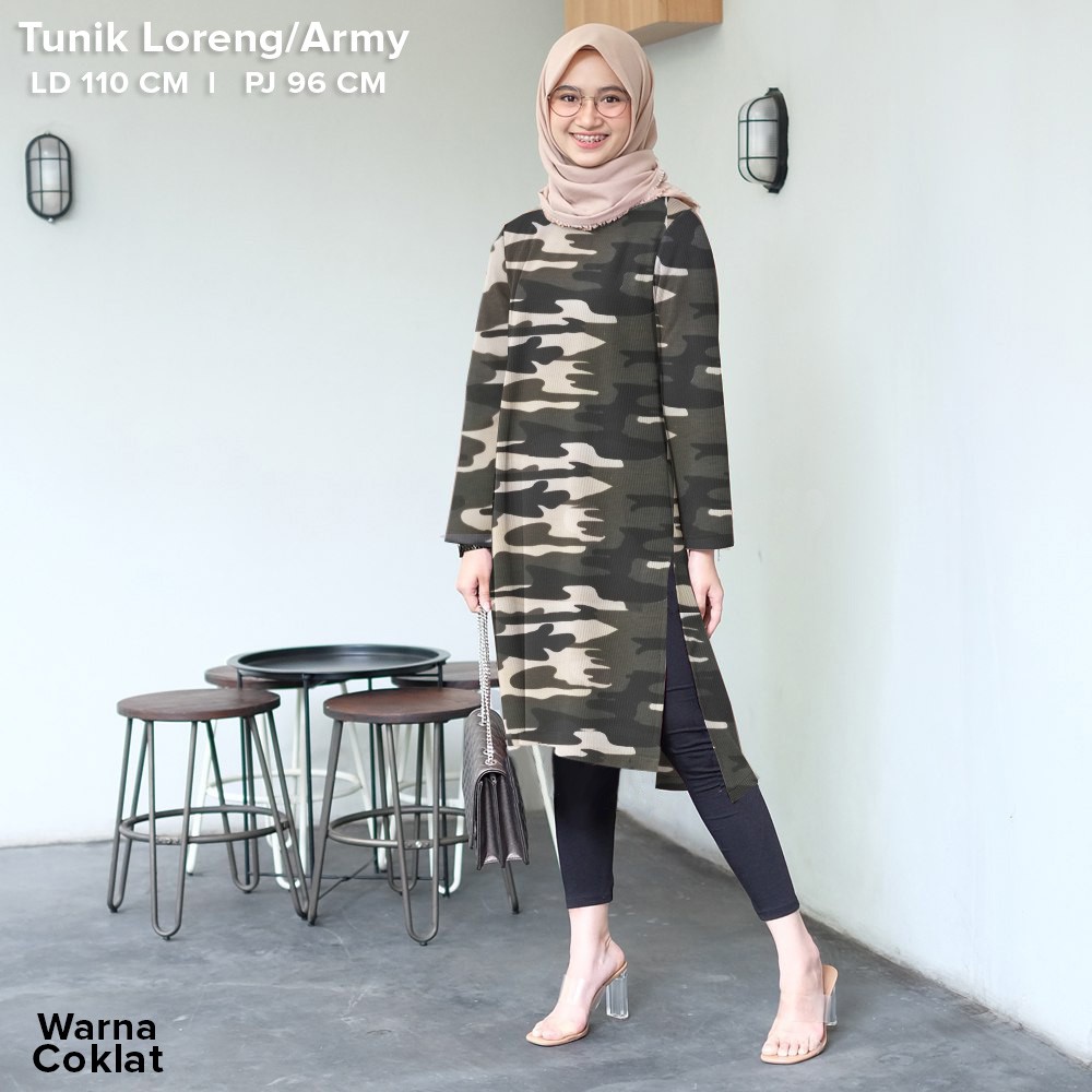 Tunik Loreng Army Lengan Panjang SIze XL