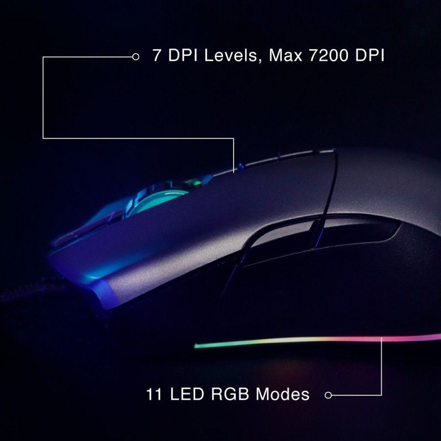 Mouse gaming Rexus wired usb 2.0 macro progammale 7200dpi rgb 1.75m cable xierra x-15 x15