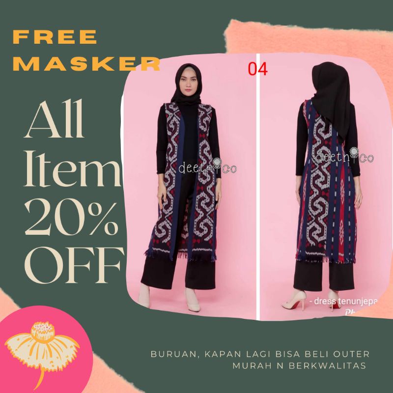 READY OUTER TENUN / BLAZER TENUN WANITA LENGAN PENDEK / CARDIGAN BATIK ETNIC TENUN WANITA LENGAN PEN