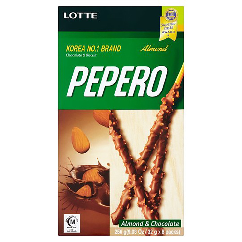 

Pepero 32 Gram | Chocolate Stick with Almond | Stik Cokelat