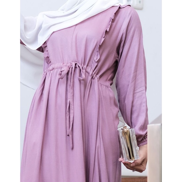 GAMIS SERUT POLOS BAHAN RAYON MORENA ADEM EMPUK LEMBUT - DEVINA DRESS-Dusty pink