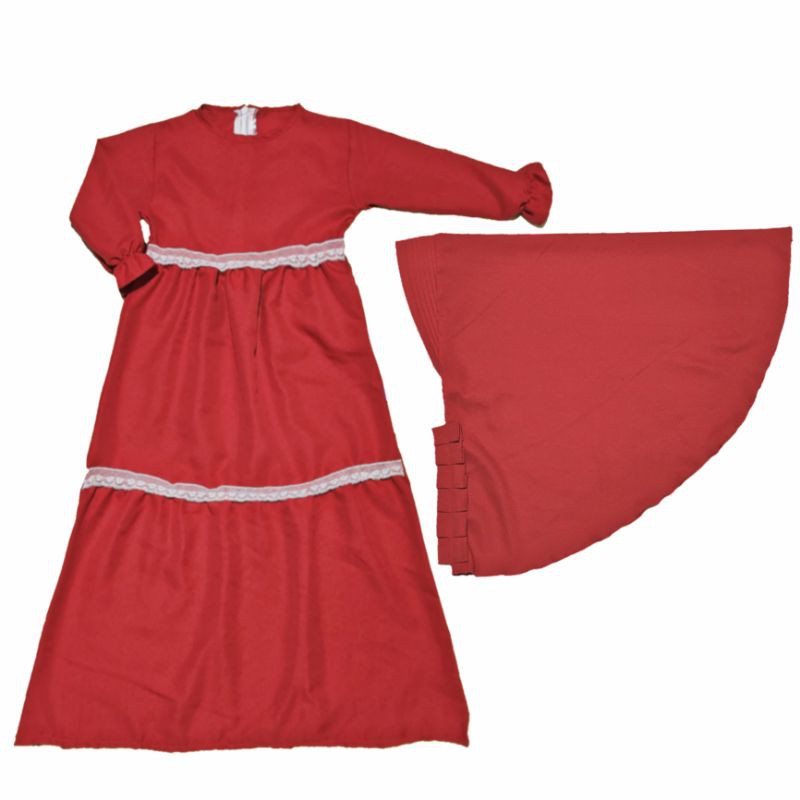 Real99Shop Gamis renda susun anak perempuan + hijab 2-7 tahun
