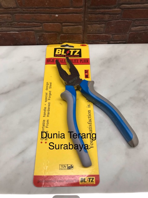 Tang Kombinasi BLITZ 7in Crom Abu Biru / Chrome Combination Plier 7 inchi / Tang Karet Serbaguna 7