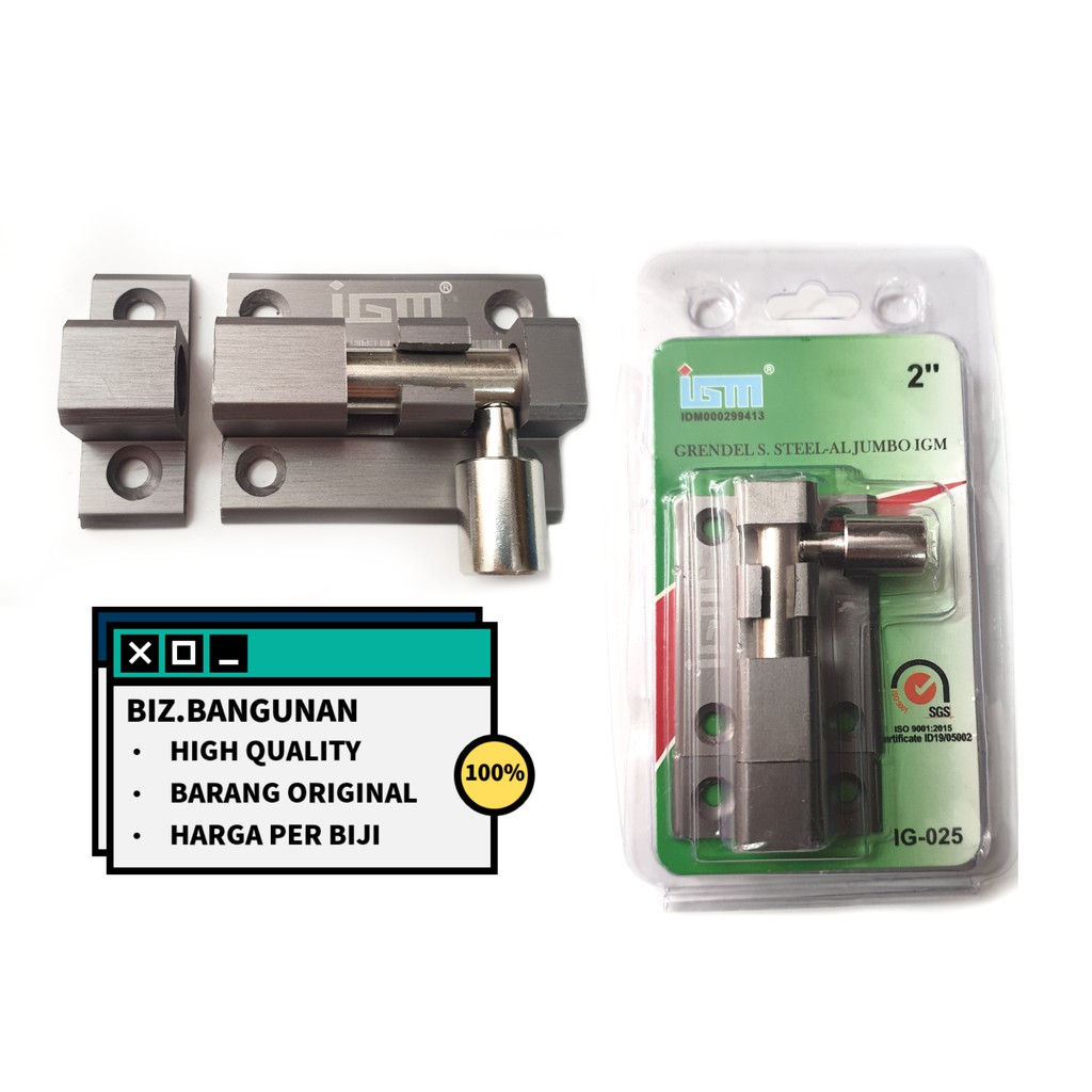 GRENDEL ALUMINIUM STAINLESS IGM 2 INCH - GERENDEL SELOT PINTU / JENDELA 2&quot; IN