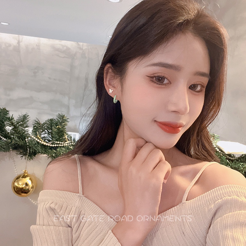 6pcs / set Anting stud Bentuk Kupu-Kupu Warna-Warni Untuk Wanita