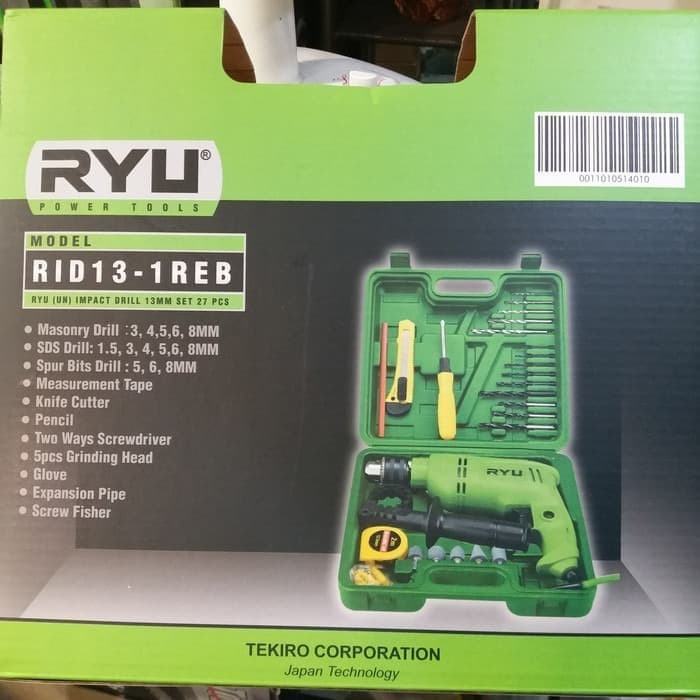 MESIN BOR TANGAN RYU RID13-1 RE / MESIN BOR set 27 pcsTEMBOK TEKIRO