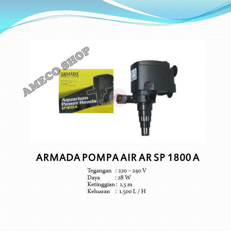 ARMADA Pompa Air Celup Aquarium AR SP 1800 A