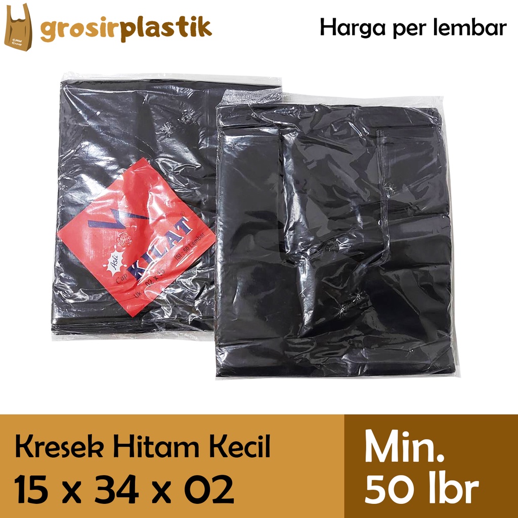 [LBR] Grosir Plastik Kantong Kresek KILAT 15 x 34 x 02 Hitam Tebal M011