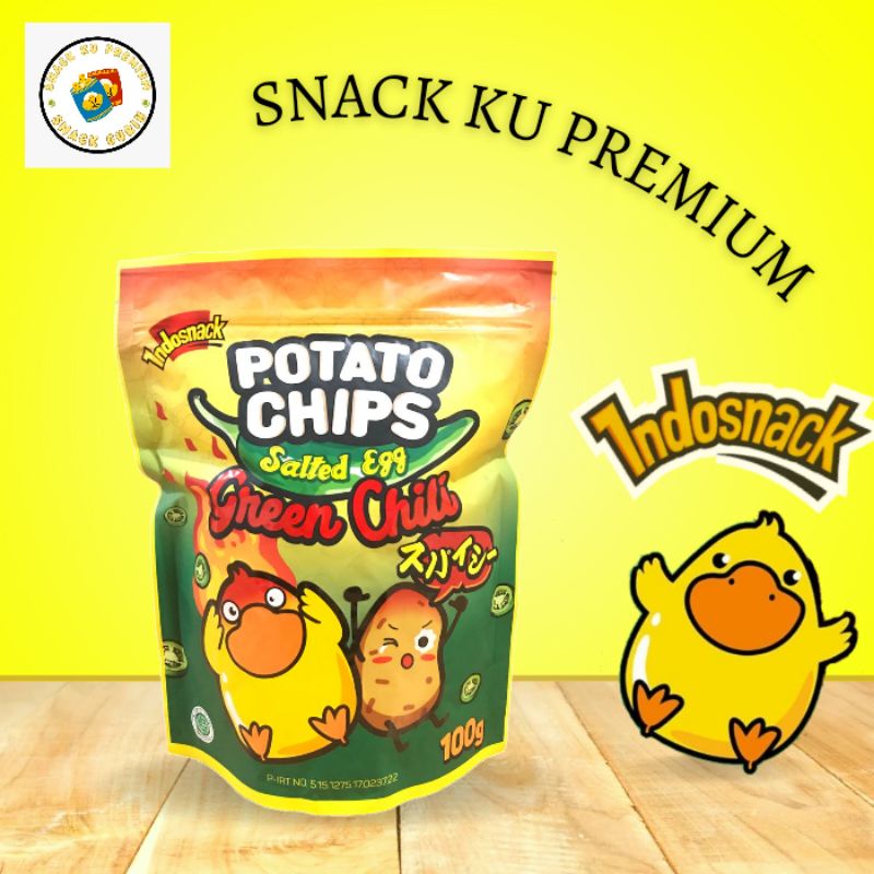 

Indosnack Salted Egg Green Chili Potato Chips 100 Gr / Kripik Kentang / Keripik Kentang / Kentang Goreng / Kripik Salted Egg / Green Chili / Snack Premium / Snack Rasa Salteg Egg Green Chili