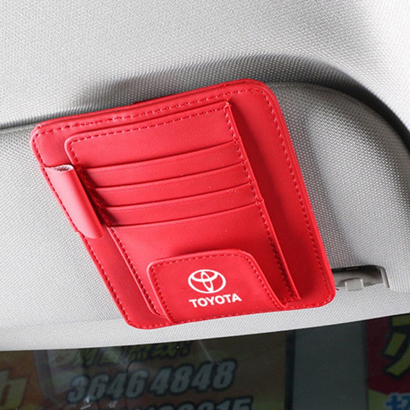 Toyota Tas Pouch Organizer CD / DVD / Kacamata / Pen Bahan Kulit Untuk Sun Visor Mobil