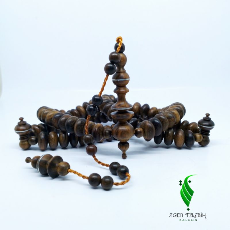 Tasbih Kayu Galih Kemuning Hitam Pipih Original