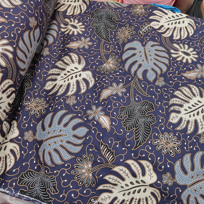 KAIN BATIK KATUN HALUS METERAN GRADE PREMIUM MOTIF MONSTERA COCOK UNTUK BAJU KEMEJA, BAJU KOKOH, BAJ