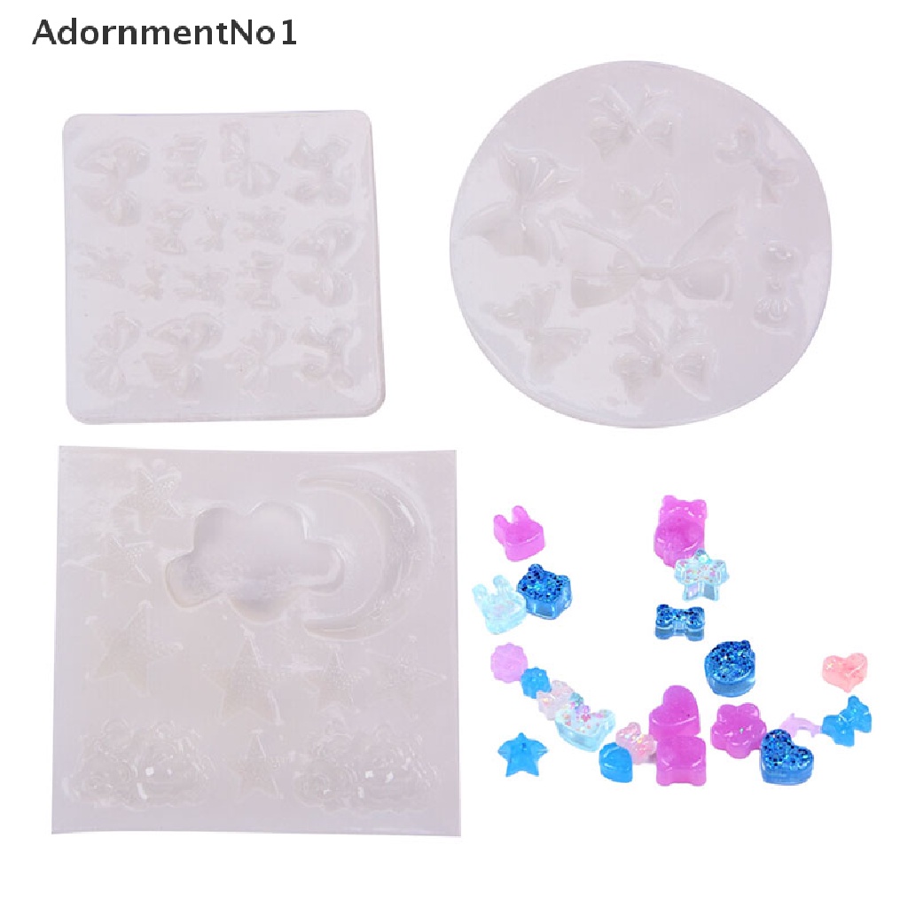 (AdornmentNo1) Cetakan Resin Epoksi Bentuk Bulan / Bintang / Pita Bahan Silikon Untuk DIY Perhiasan Handmade