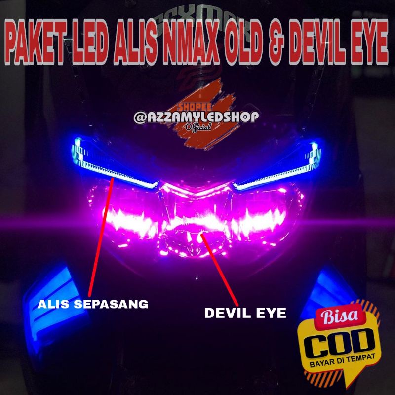 Jual Paket Lampu Motor DRL Alis Lampu Alis Nmax Old Yamaha Nmax Free Demon Eye Devil Eye