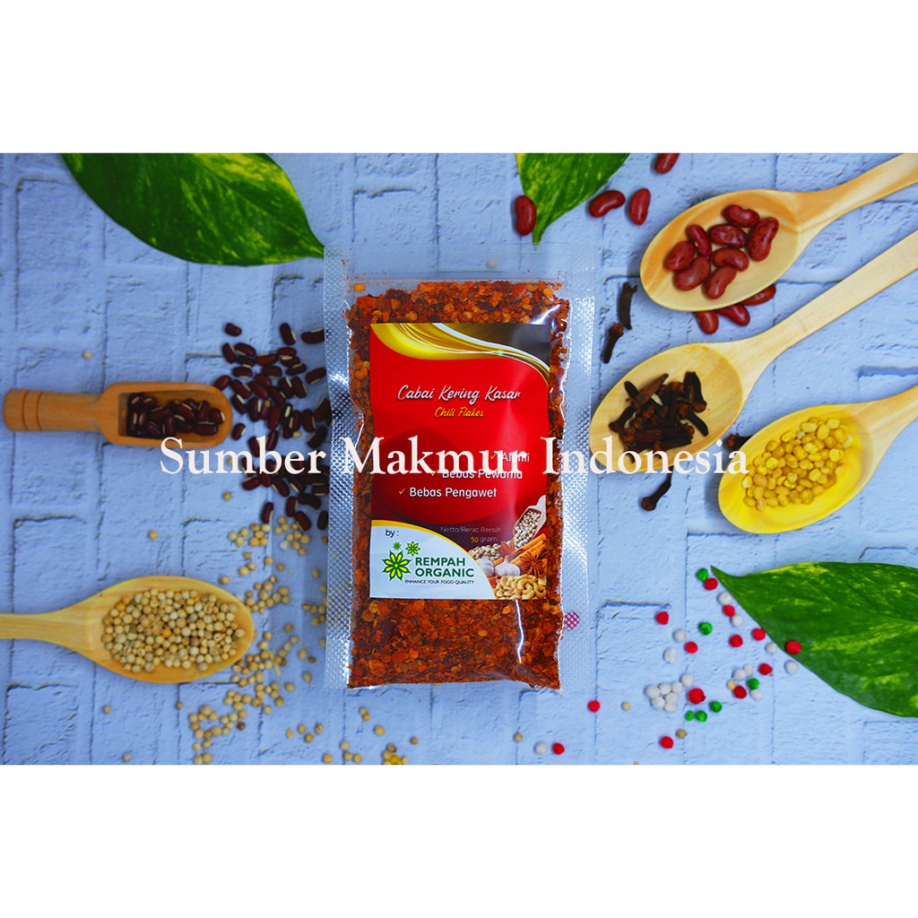 Cabai Flakes / Chili Flakes Cap Rempah Organic 50 Gram - Eceran