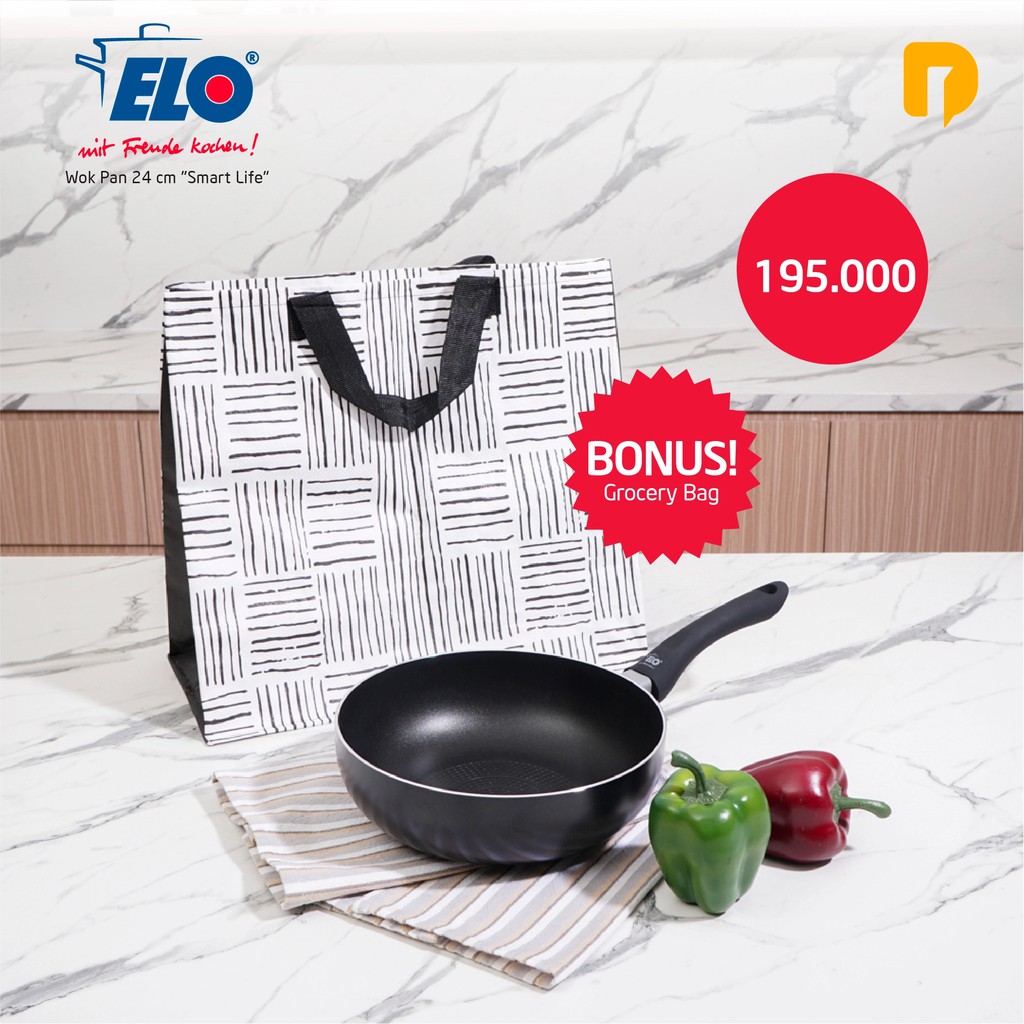 Pan ELO Wokpan 24 cm Smart Life BONUS Tas Belanja