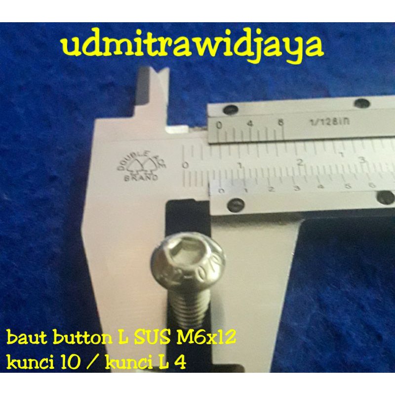 baut button L M6x12 SUS stainless steel / baut L kepala payung / baut model payung L