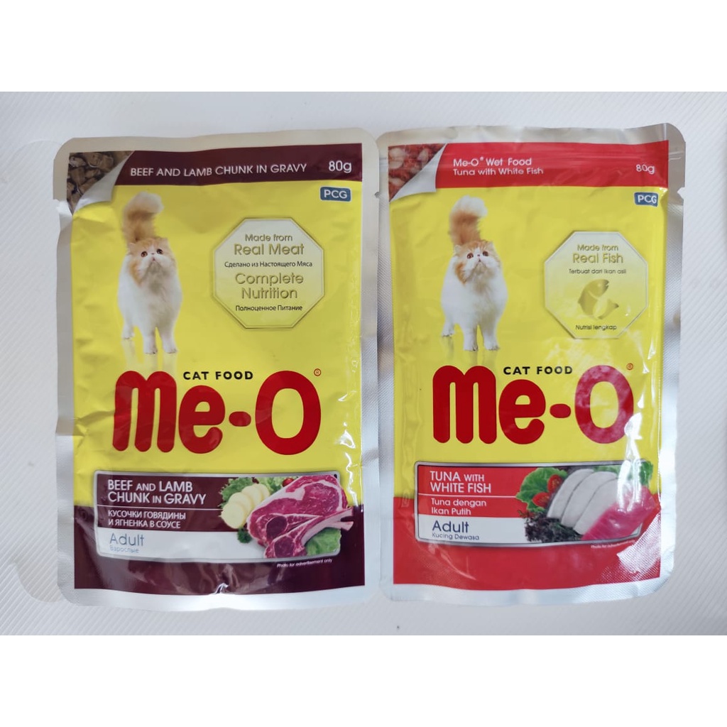 MeO Pouch Sachet 80g Kitten Adult Varian Makanan Kucing Basah Meo 80 g Me-o Pouch Saset