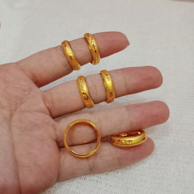 CINCIN BANGKOK UKIR PERAK ASLI 925 LAPIS EMAS