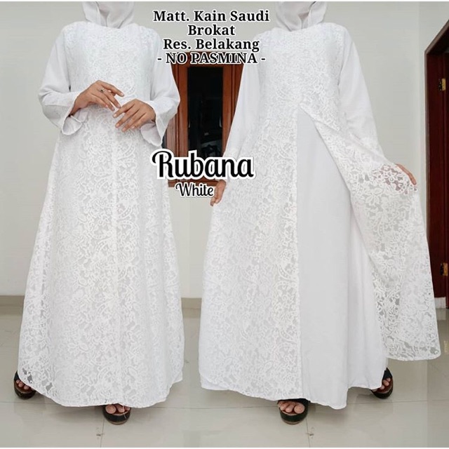 Abaya Gamis Saudi Model Rabana White Kain Saudi