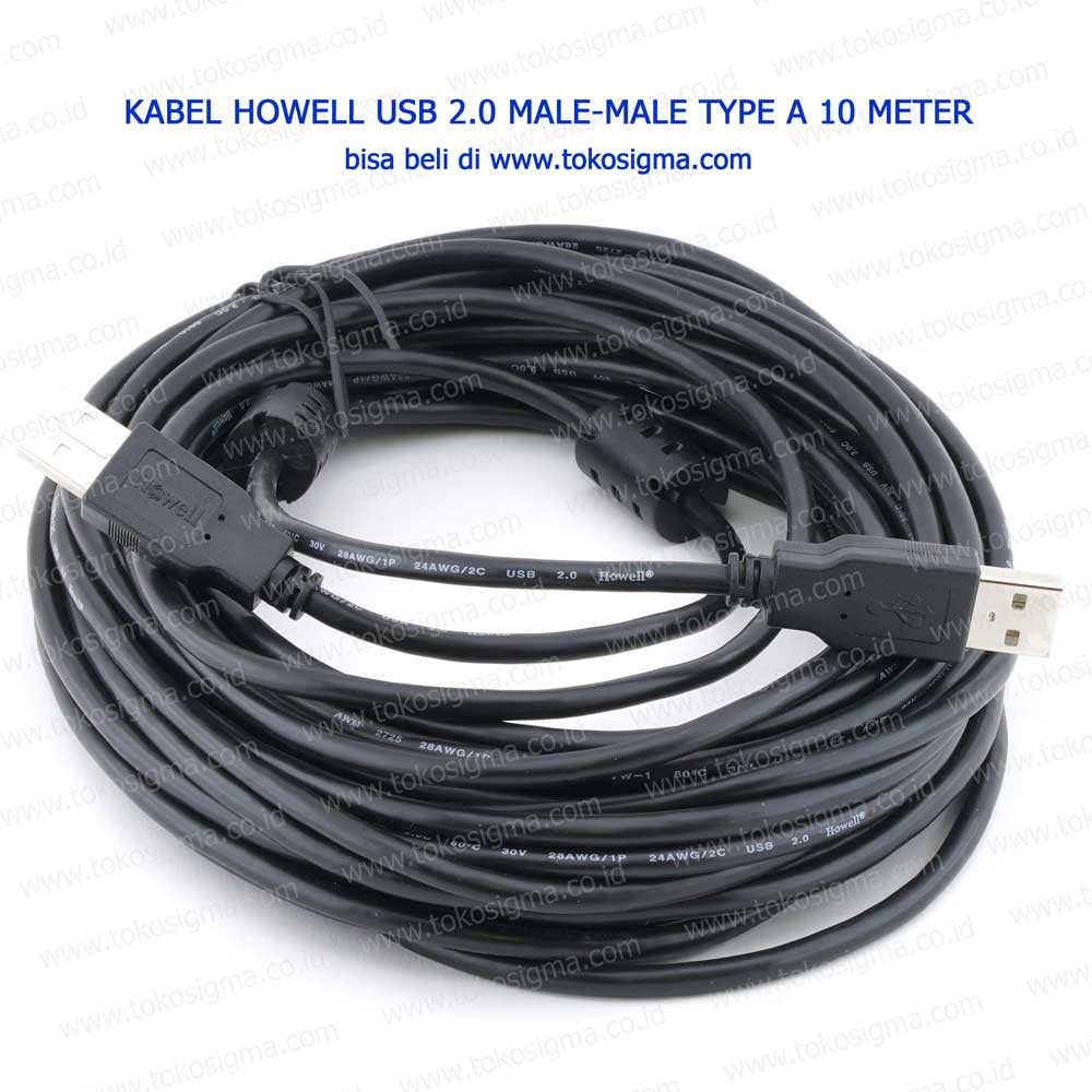 KABEL HOWELL USB 2.0 TYPE A MALE-MALE 10 Meter