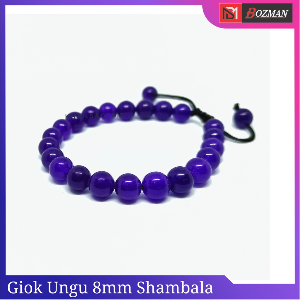 Gelang Batu Giok Ungu Grape Jade Like Kecubung Aneka Diameter 6mm 8mm 10mm