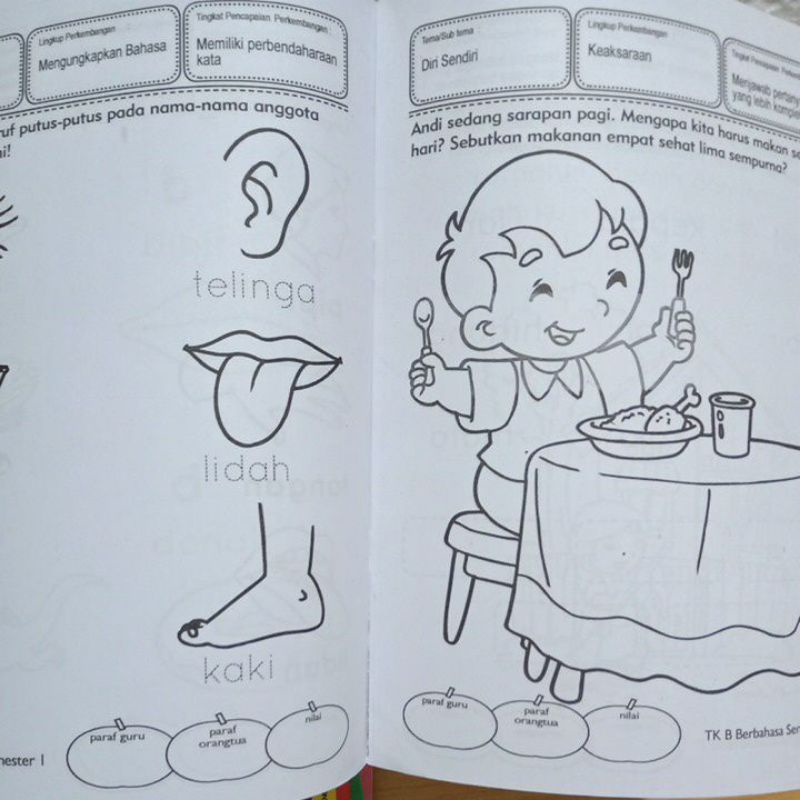 Buku TK B Belajar Pengembangan Kemampuan Berbahasa Untuk Taman kanak-kanak
