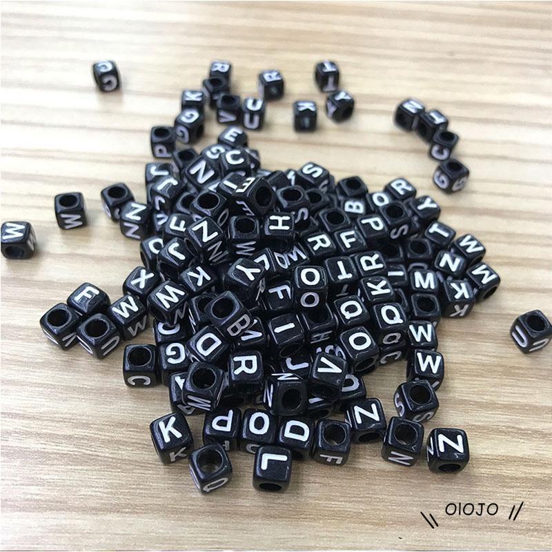 100 Pcs/pack Diy Hip-Hop Punk Hitam Gelang Persegi Manik-manik Aksesoris Fashion - ol