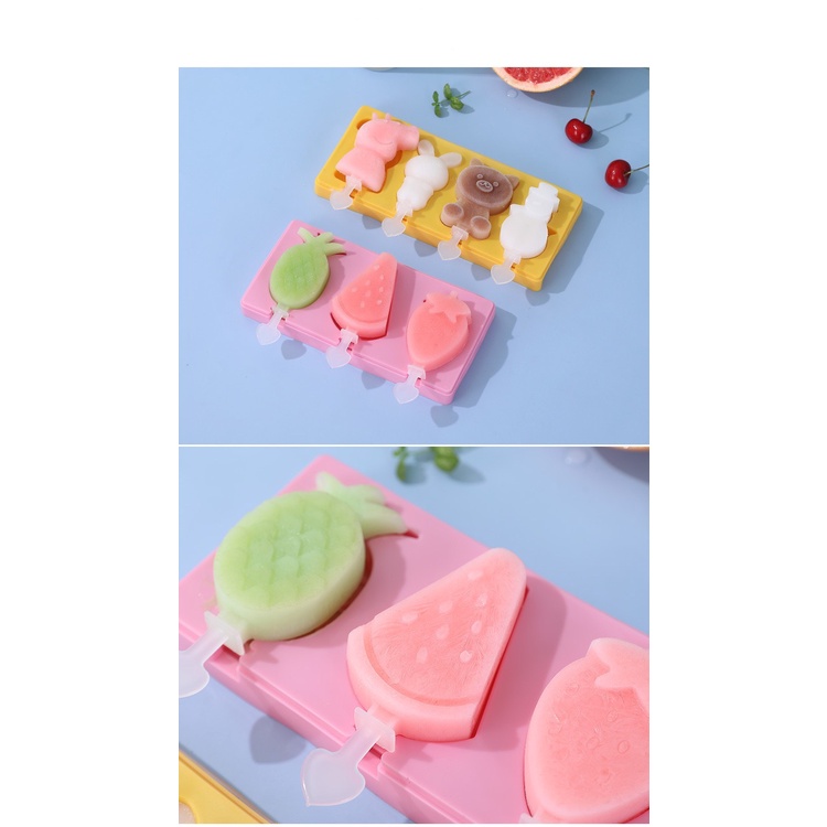 Cetakan Es Krim Pudding Silikon 3 Slot Es Lucu Unik Cetakan Es Krim Silikon Stik Es Krim Cetakan Ice Cream