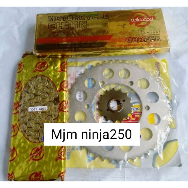 Gir SSS Ninja 250 Zx250 Ninja RR mono 250 plus rantai gold 520