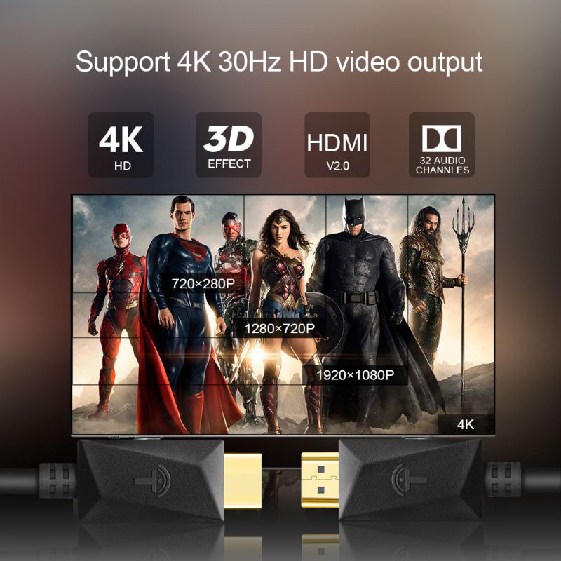 Rocketek HDMI Cable Flat - Kabel Pipih HDMI 2.0 Support 4K - Panjang 1,5 / 3 / 5 Meter - Pendek 50 cm