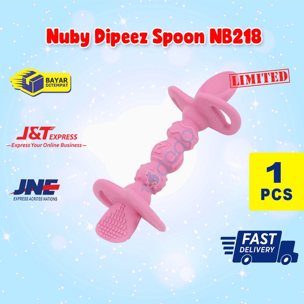Nuby Dipeez Spoon NB218 Pink / Sendok Makan Silikon