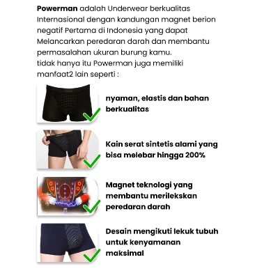 POWERMAN celana kesehatan cowok boxer brief magnetik karet