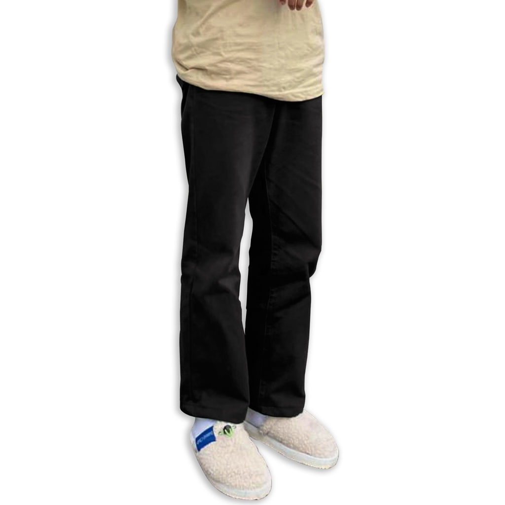 Dritto Baggy Long Pants Canvas - Celana Panjang Regular - Hitam