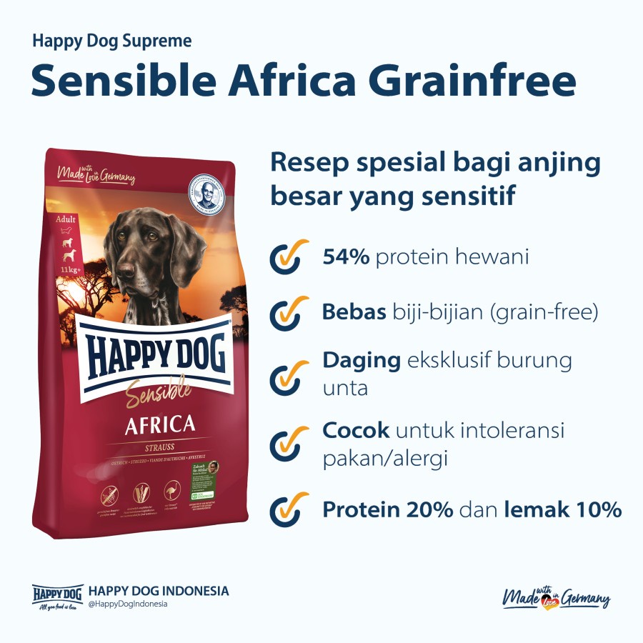 Happy Dog Sensible Africa 1kg Grainfree - Makanan Anjing