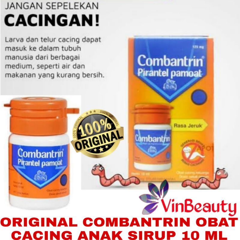 ORIGINAL COMBANTRIN OBAT CACING ANAK SIRUP 10 ML RASA JERUK 125 MG