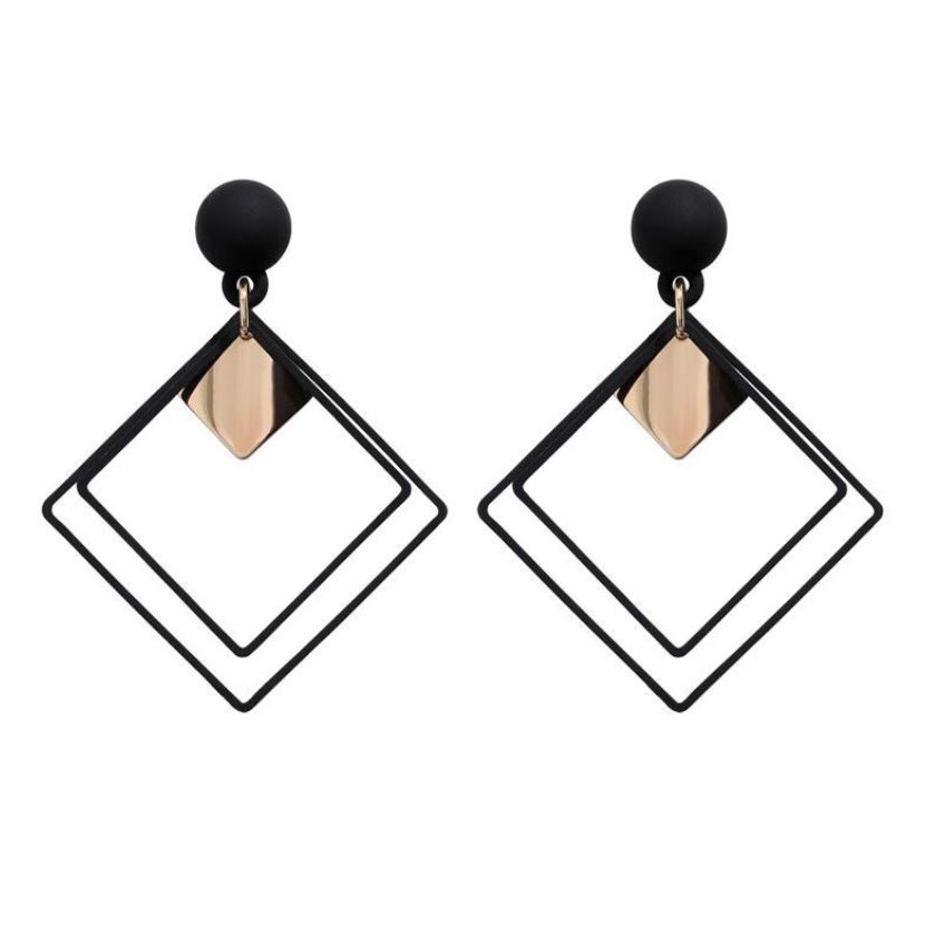 ★ Cayman ★ 3 Warna Anting Wanita Tusuk Motif Geometri Hias Berlian Imitasi Ala Fashion Earring jew37-1