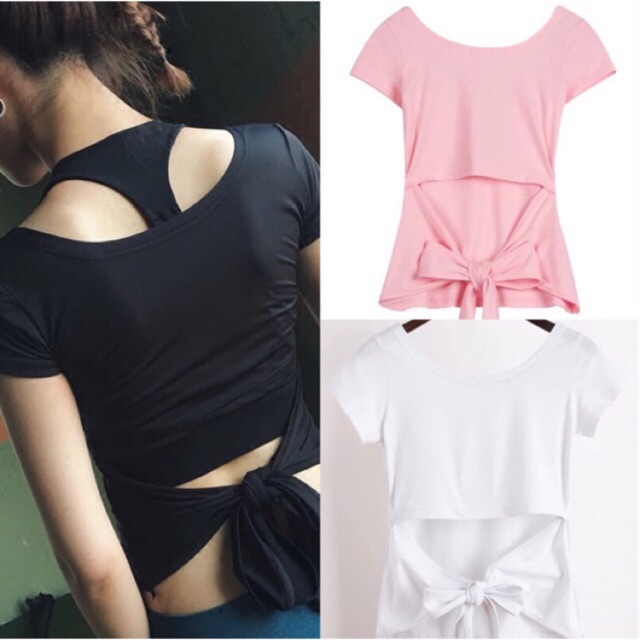 【SALE】T-shirt/Korean Back Atasan Crop Top 217 (Size XS-XL)