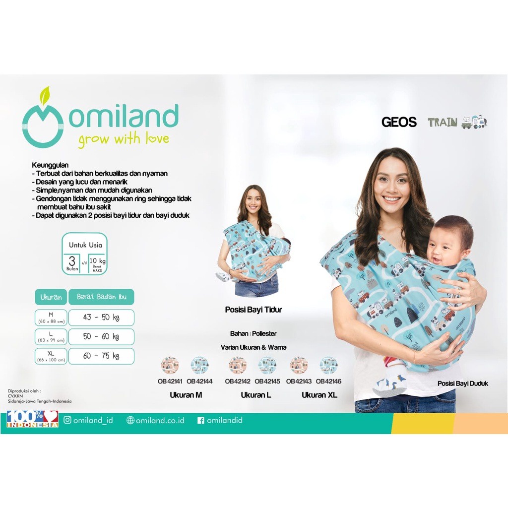 Omiland OB4214 Gendongan Geos Train Animal Warna Random