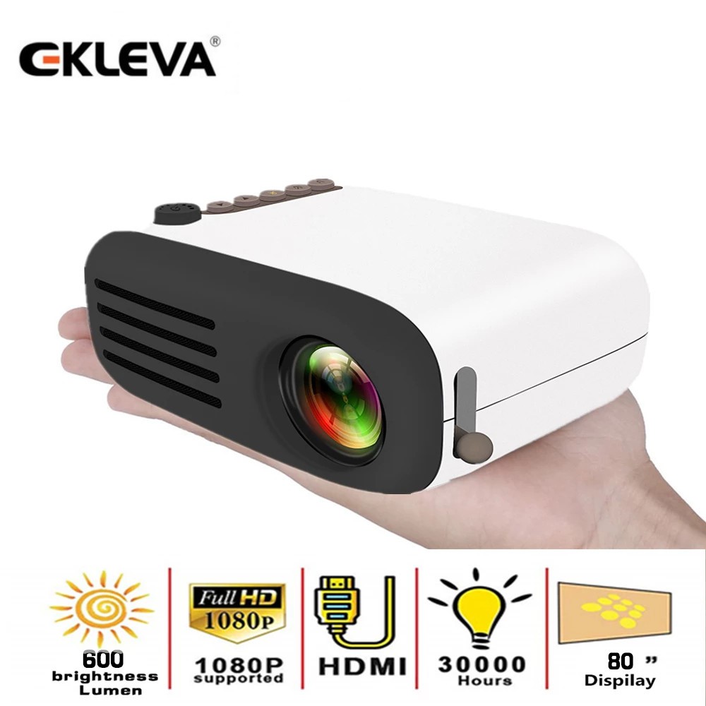 Ekleva YG200 LED Mini Portable Projector 800 Lumens 3.5mm Audio Support 1080 P HDMI USB  Media Playe