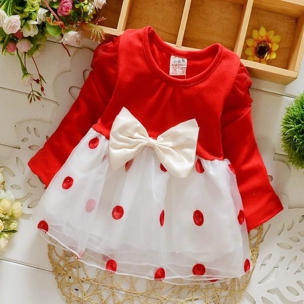 Promo !! Dress anak perempuan import / Dress ribbon satin waist Ukuran 1-3 Bulan / Dress anak trendy