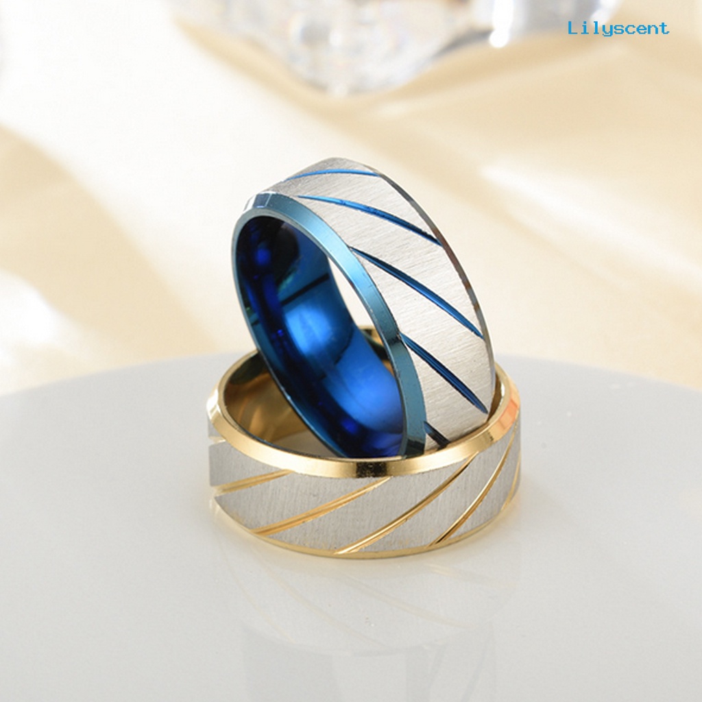 Ls Cincin Pasangan Bahan Stainless Steel Motif Twill Geometris Untuk Pertunangan