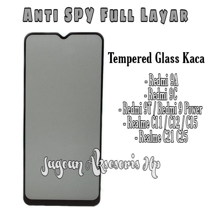 Anti SPY FULL LAYAR Redmi 9A 9C 9T 9 Power TemperedGlass Privacy ANTI INTI