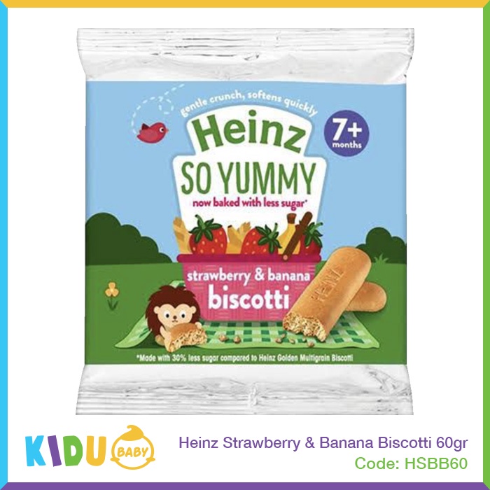 Heinz Biscotti Biskuit Chocolate Apple Banana 60gr Makanan Snack Bayi MPASI Kidu Baby