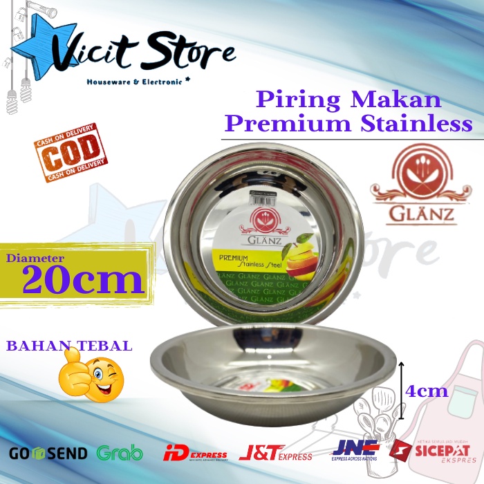 Piring Makan Premium Stainless Tebal High Quality Merk Glanz