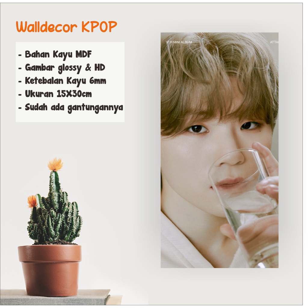 WALLDECOR SEVENTEEN WOOZI ATTACCA UKURAN 15X30 CM WALL DECOR POSTER KAYU HIASAN DINDING KPOP