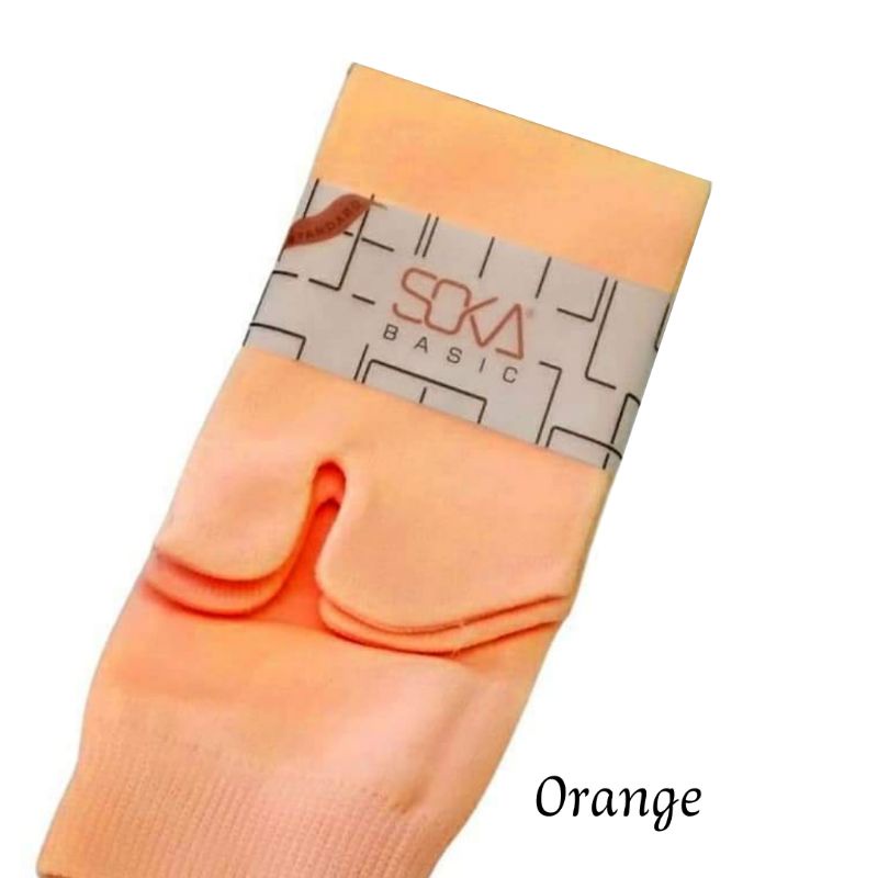 [1 PASANG] ORIGINAL SOKA Basic Jempol Kaos Kaki Wanita Hijab Muslimah Murah Size M dan L Termurah Murah Diskon Polos Haji Umroh Warna Kulit dll Size M Pendek size L Panjang Nilon Nylon Kauskaki Kaus Kaki Kaoskaki Krem Cream Skin Series Soka Socking-Orange