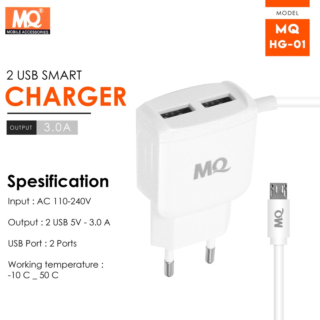 TRAVEL CHARGER 2 USB 3.0A FAST CHARGER MQ-HG01